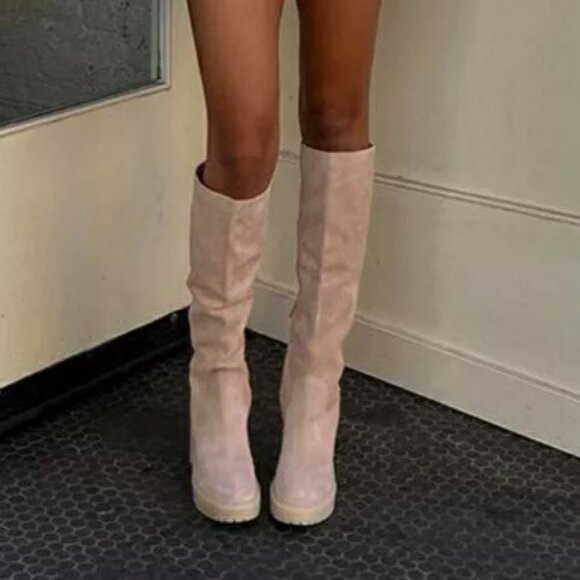 Dolce Vita Tall Leather Boots, 7.5W, Beige Suede, Wide Calf, WAS $250 *NEW!* - Picture 8 of 10